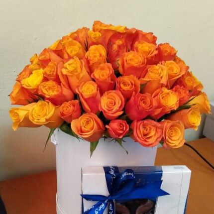 GULIAN CHOCS & ORANGE ROSES