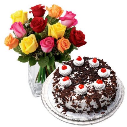VASE FLOWERS &  CAKE
