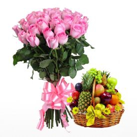 FRUITS & PINK ROSES