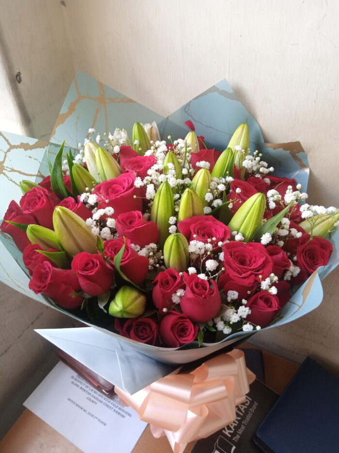 RED ROSES & LILIES