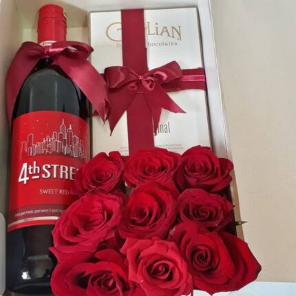 WINE, CHOCS & ROSES BOX