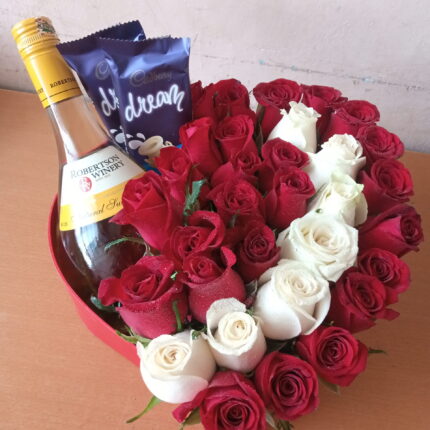 WINE, CHOCOLATES AND ROSES BOX