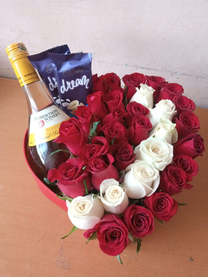 WINE, CHOCOLATES AND ROSES BOX