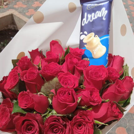 TWENTY RED ROSES WITH CHOCOLATE