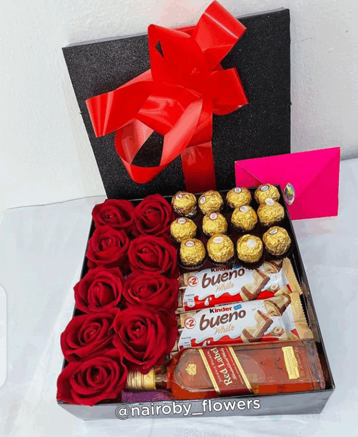 RED LABEL, CHOCOLATES & RED ROSES