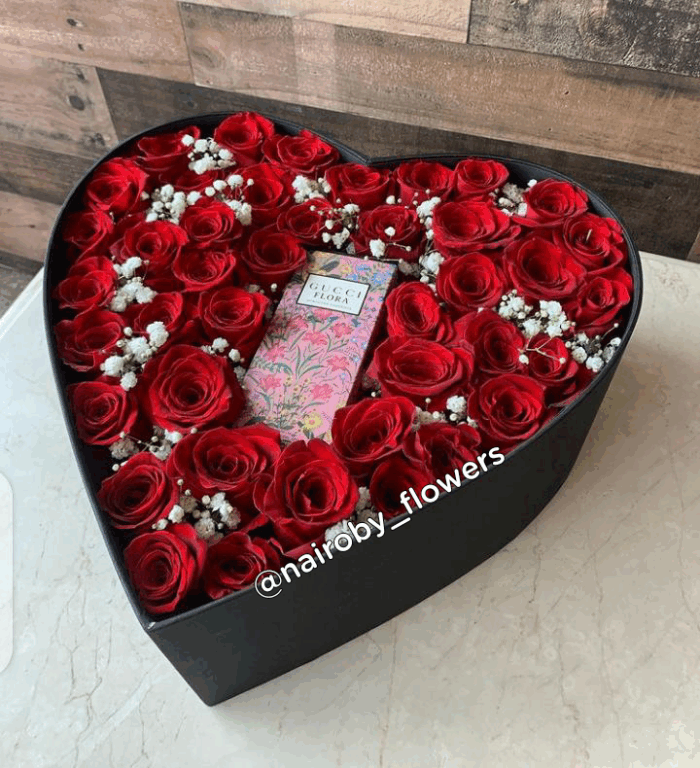 GUCCI PERFUME & RED ROSES BOX