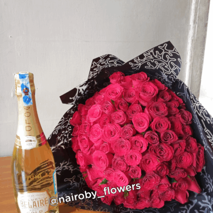 BELAIRE GOLD & 100 RED ROSES BOUQUET