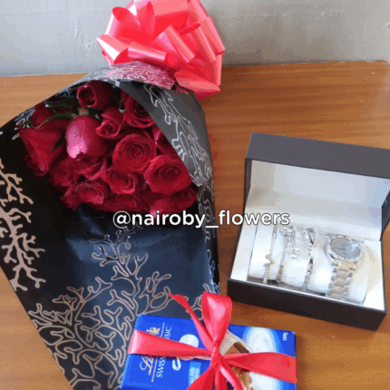 WATCH SET, LINDT CHOCOLATE & MINI BOUQUET