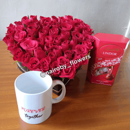 FOREVER MUG, LINDT CHOCOLATE & RED ROSES BOX