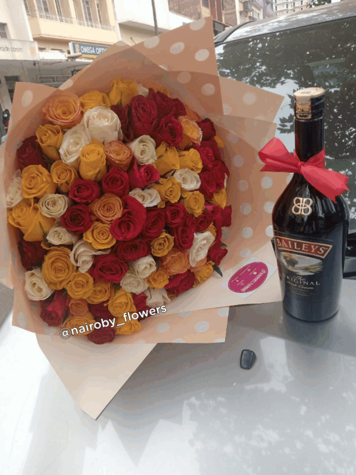 100 MIXED ROSES & BAILEYS