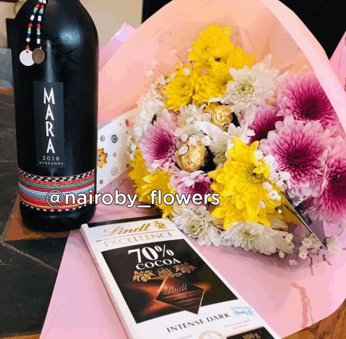 RED  WINE, LINDT CHOCOLATE & BOUQUET