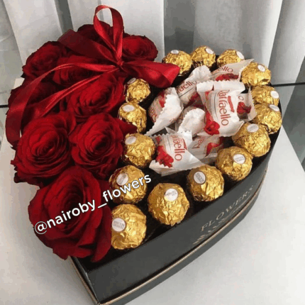 RAFFAELLO & FERRERO CHOCOLATE, RED ROSES BOX