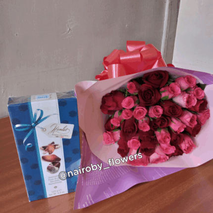 CHOCOLATE & MIXED ROSES BOUQUET