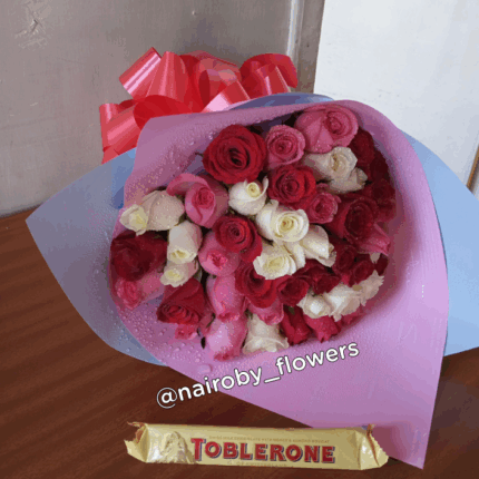TOBLERONE CHOCOLATE & 50 ROSES