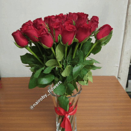 RED ROSES VALENTINE'S VASE