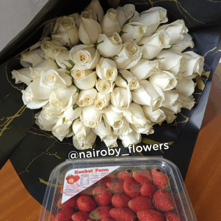 STRAWBERRIES & WHITE ROSES