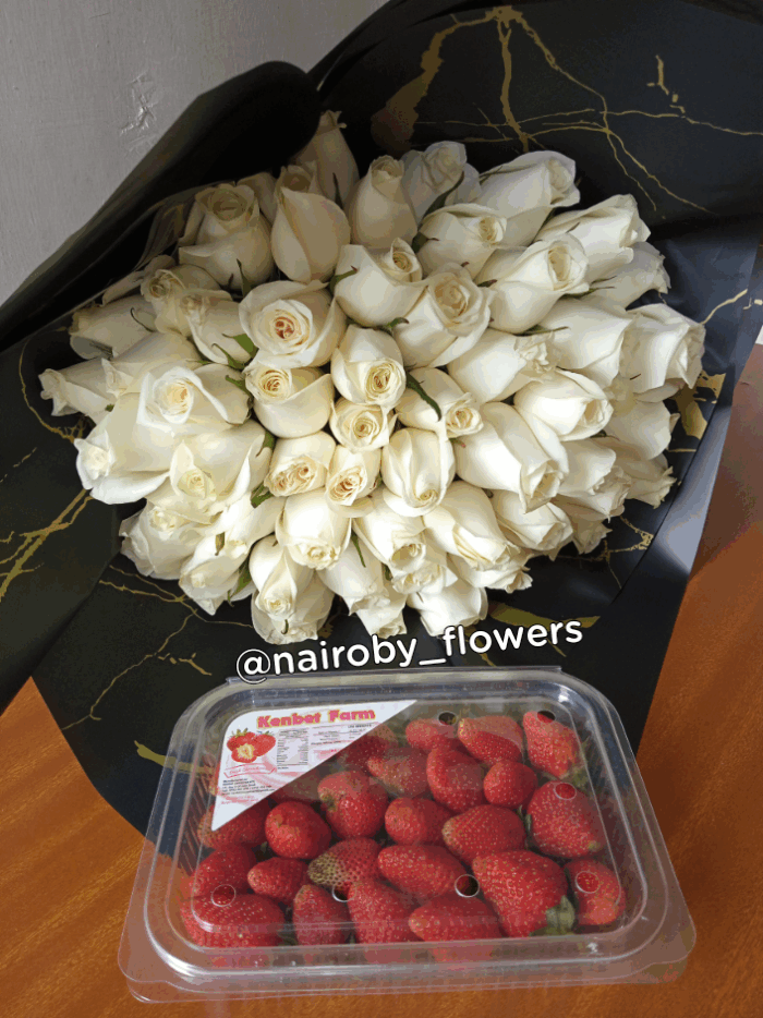 STRAWBERRIES & WHITE ROSES