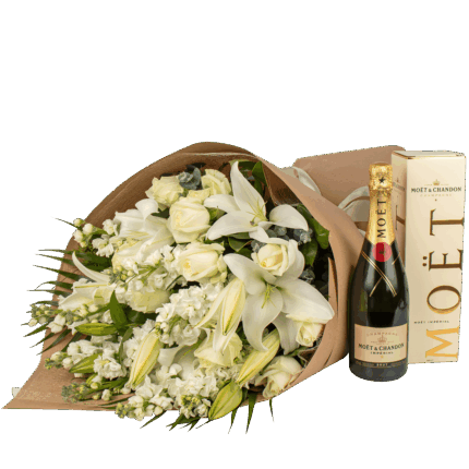 SWEET-LILIES & ROSES & MOET CHAMPAGNE
