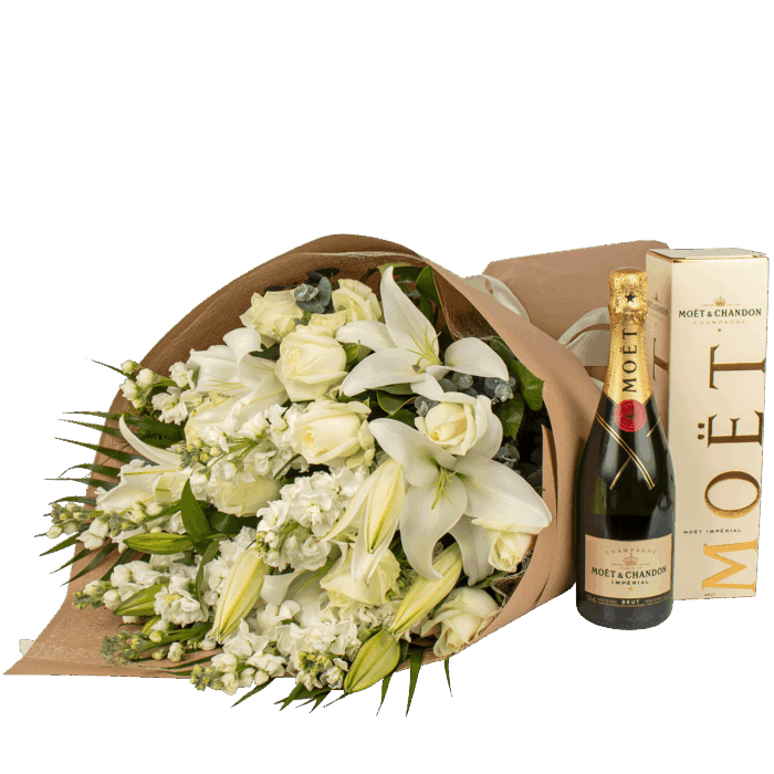 SWEET-LILIES & ROSES & MOET CHAMPAGNE