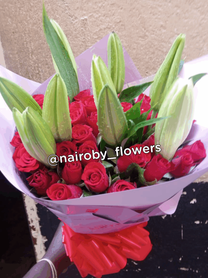 RED ROSES & LILIES