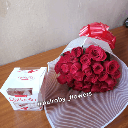 RAFFAELLO CHOCOLATES & RED ROSES