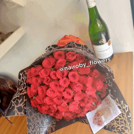 KWV CHENIN BLANC WINE & RED ROSES