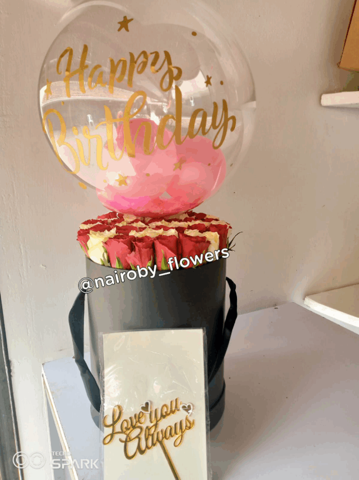 BOBO BALLOON, FLOWERS BOX & TOPPER