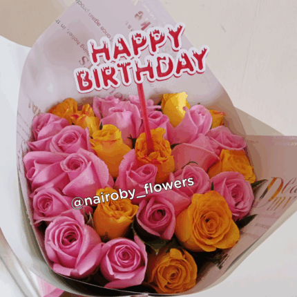 HAPPY BIRTHDAY TOPPER & MIXED ROSES