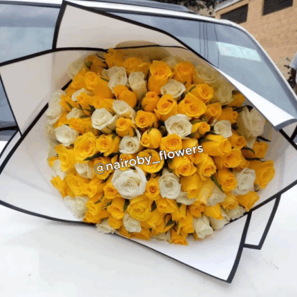 100 YELLOW & WHITE ROSES
