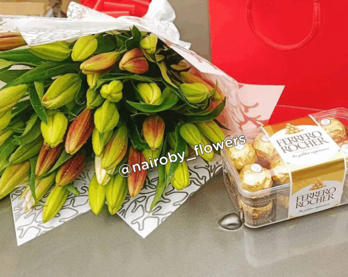 LILIES ONLY BOUQUET & FERRERO CHOCOLATES