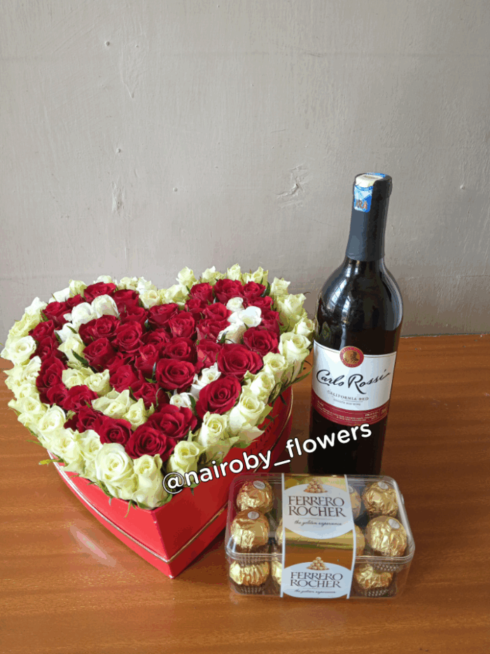 CARLO ROSSI WINE, FERRERO CHOCOLATES & HEART BOX