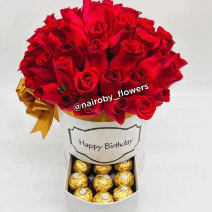 FERRERO CHOCOLATES & RED ROSES DRAWER  BOX