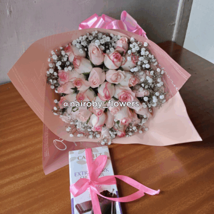 CACHET CHOCOLATE & PINK BOUQUET