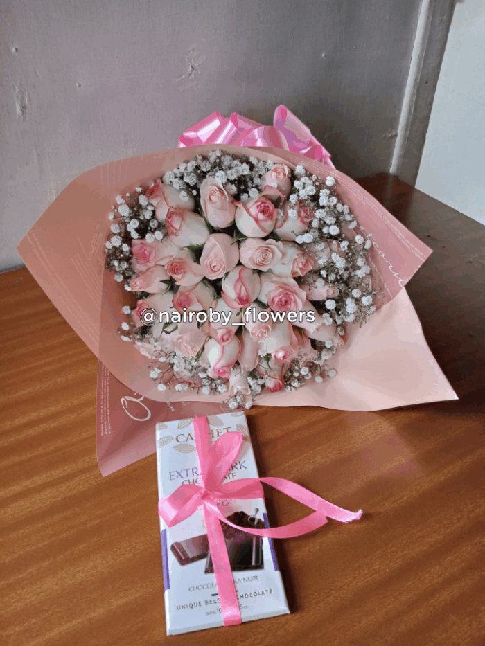 CACHET CHOCOLATE & PINK BOUQUET