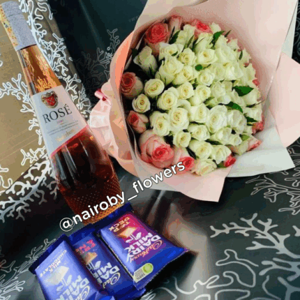 NEDEBURG ROSE WINE, CHOCOLATES & BOUQUET