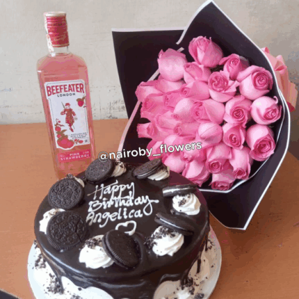 BEEFEATER GIN, PINK ROSES & OREO CAKE