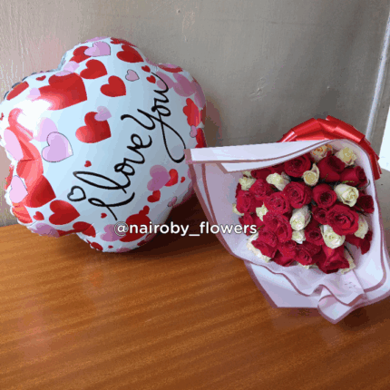 I LOVE YOU BALLOON & BOUQUET