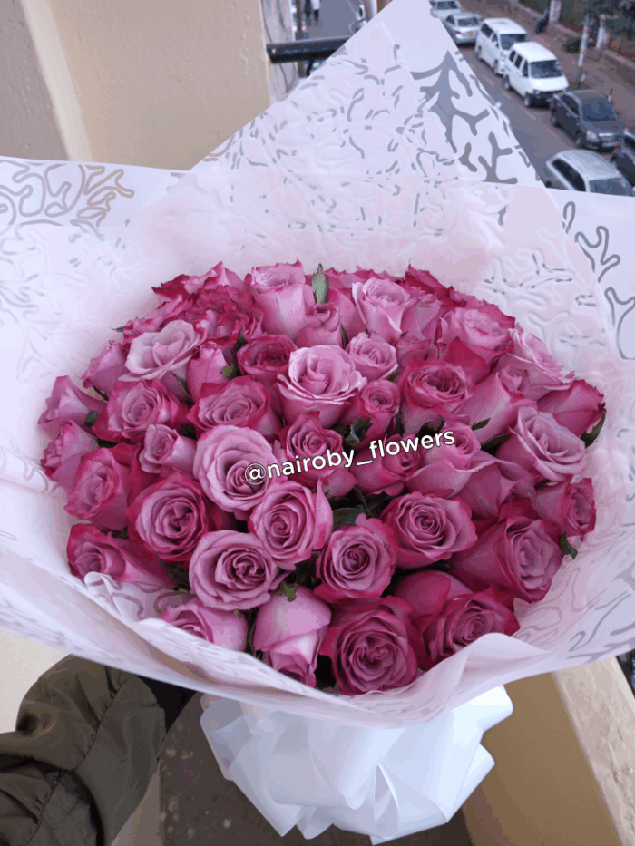 60 PURPLE ROSES BOUQUET