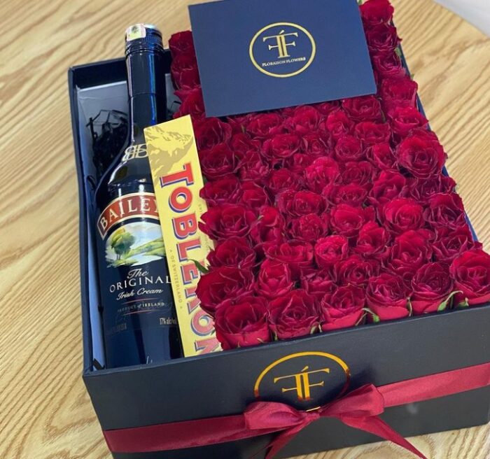 TOBLERONE CHOCOLATE, BAILEYS & RED ROSES BOX