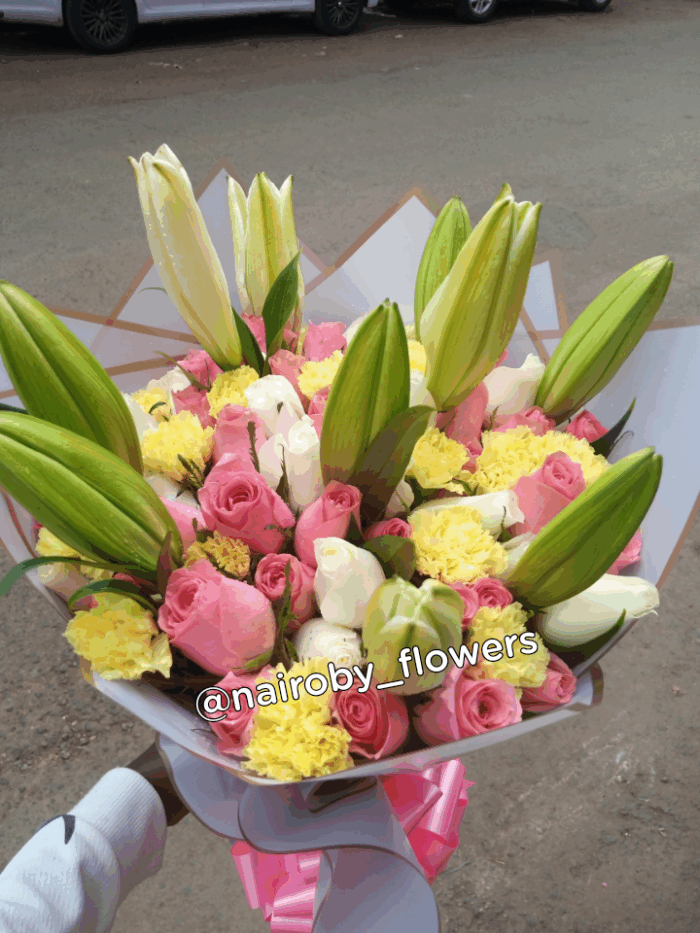 CARNATIONS, LILIES & ROSES