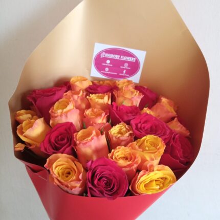 ORANGE & RED ROSES BOUQUET