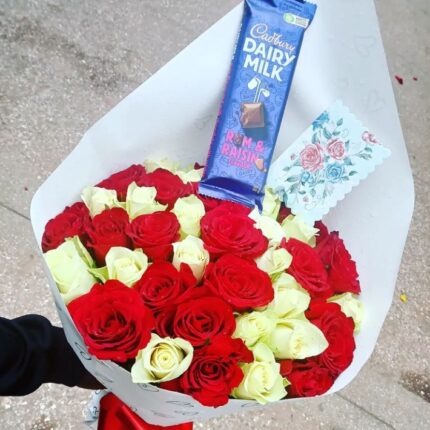 FLOWERS, CARD & CHOCOLATE