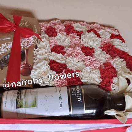 CARNATIONS, DROSTDY HOF & LINDT CHOCOLATE BOX