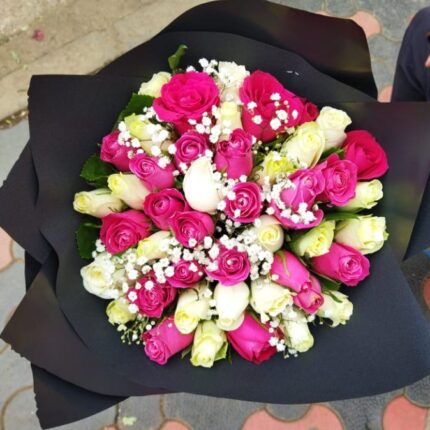 HOT PINK & WHITE ROSES