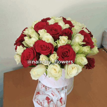 CHOCOLATE DRAWER BOX AND ROSES