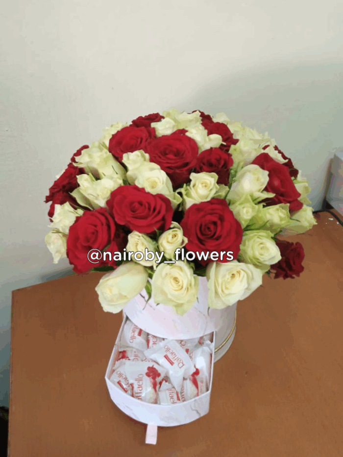 CHOCOLATE DRAWER BOX AND ROSES