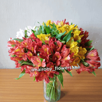 MULTI COLORED ALSTROEMERIA VASE