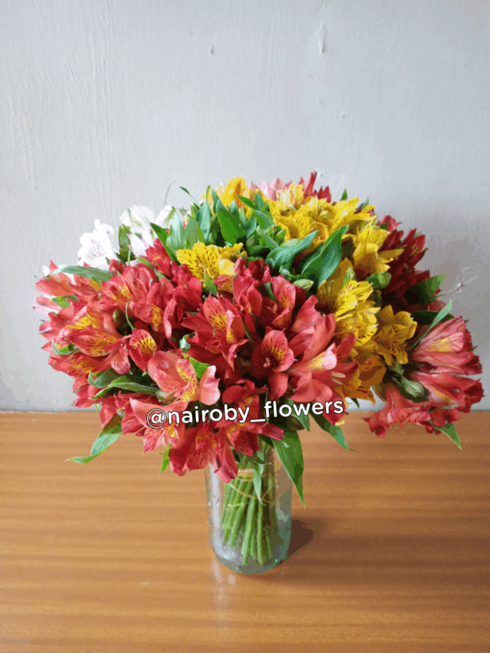 MULTI COLORED ALSTROEMERIA VASE