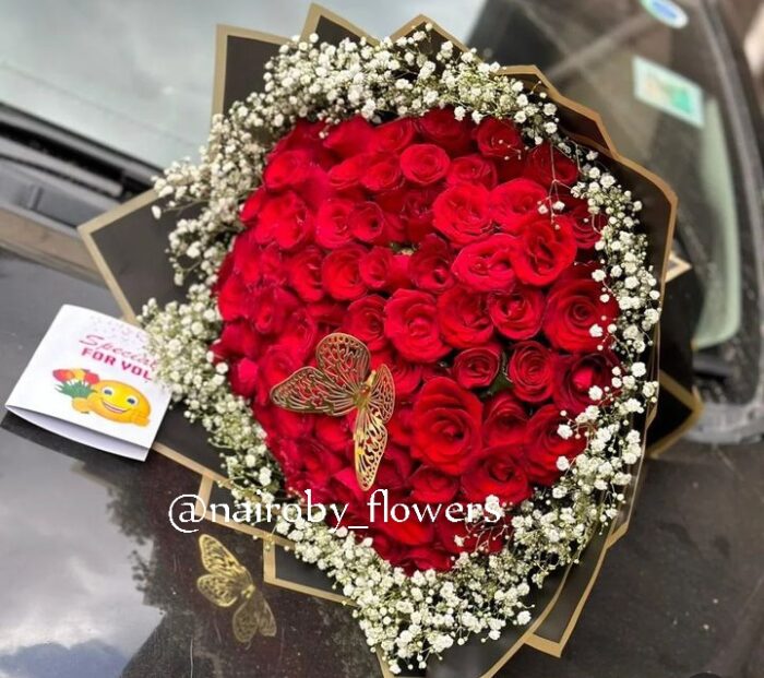 60 VALENTINE'S BLOOMS WITH BABY BREATH