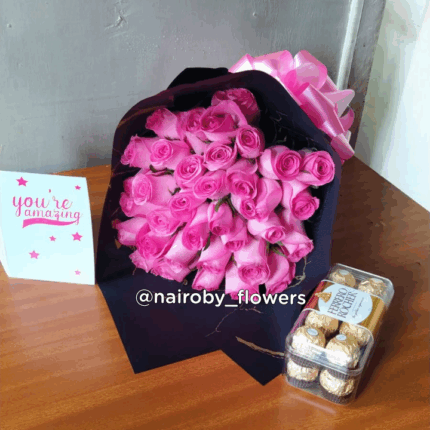 FERRERO CHOCOLATES & PINK BOUQUET